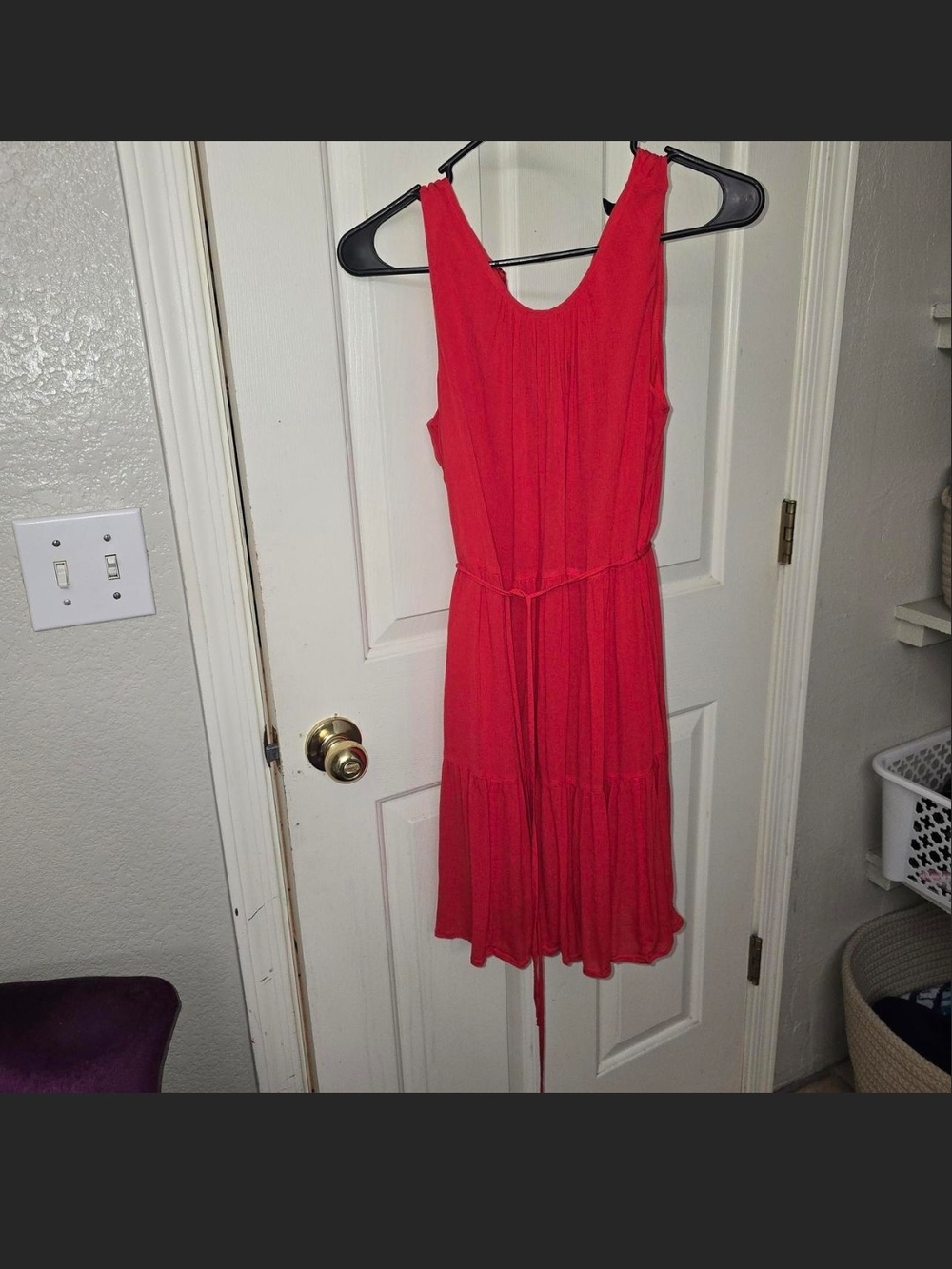 Banana Republic Red Sleeveless Tiered Dress